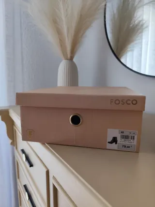 Botines Fosco Piel Negros Talla 40 Tacón 7cm