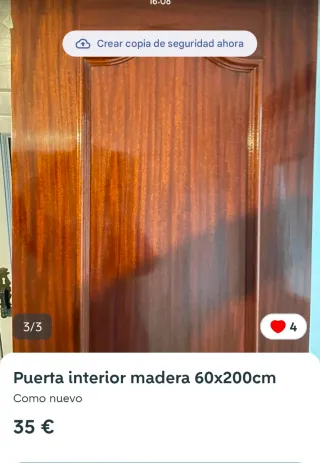 Puerta interior madera 60x200cm