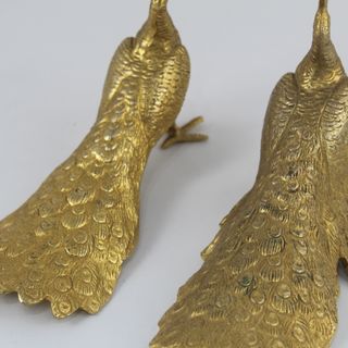 2 Pavos Reales Bronce Dorado Vintage 1960s