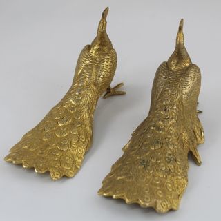 2 Pavos Reales Bronce Dorado Vintage 1960s