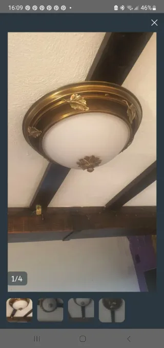 Lámpara de techo bronce y cristal