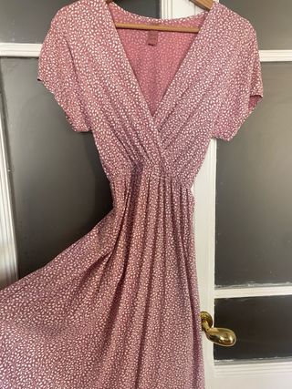 Vestido rosa estampado mujer