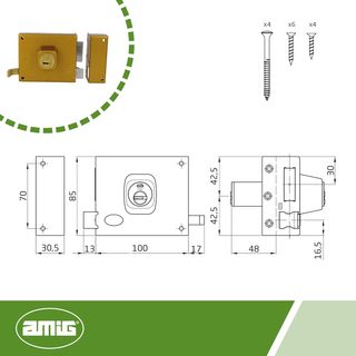 Amig - Cerradura de Sobreponer de Derecha con Pala