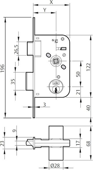 Yale 3010047 Cerradura 50-HL/ 60, Latonado, Entrad