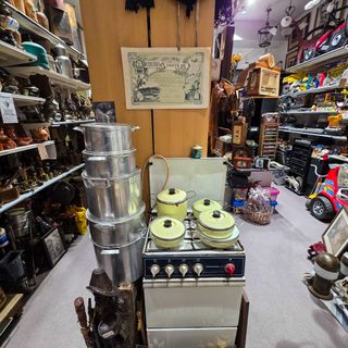 Panela Vintage Esmaltada Aço Bege Pastel