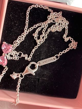 Collar Pandora Lazo Corazón Rosa