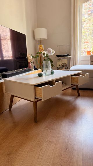 Mesa de centro blanca pino macizo