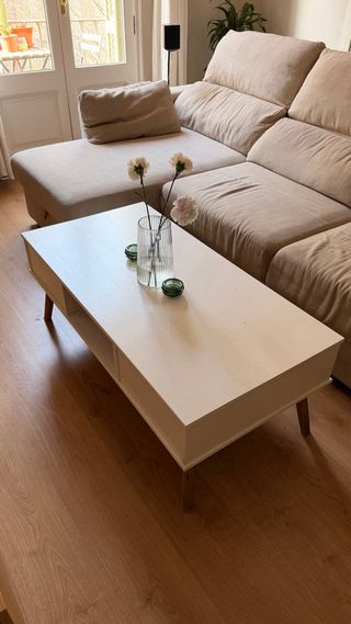 Mesa de centro blanca pino macizo