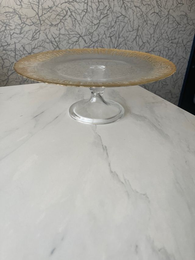 Plato para tarta de cristal dorado
