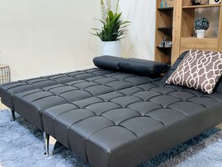 Sofá Chaise Longue Negro Piel Sintética