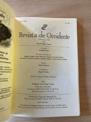 Revista de occidente 262, marzo 2003