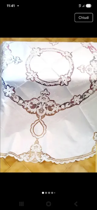 Tovaglia Lino Ricamata Pizzo Cantù