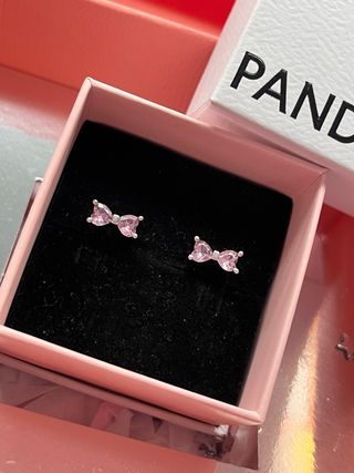Pendientes Lazo Rosa Pandora Plata