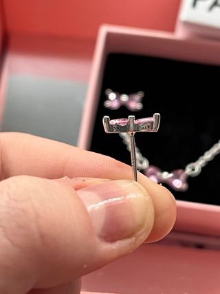 Pendientes Lazo Rosa Pandora Plata