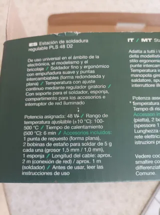 Estación Soldadura Parkside 48W Regulable.
