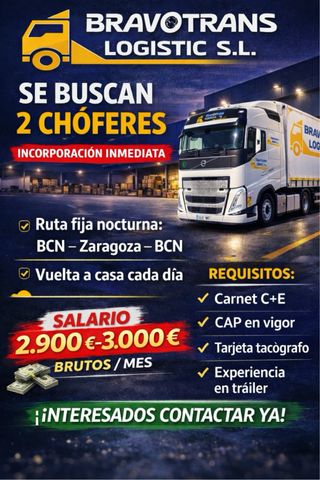 CHOFER C+E RUTA NOCTURNA BCN-ZARAGOZA-BCN