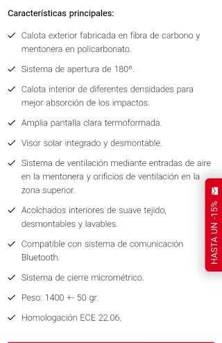 Casco de moto By city 180 Tech Carbon NUEVO