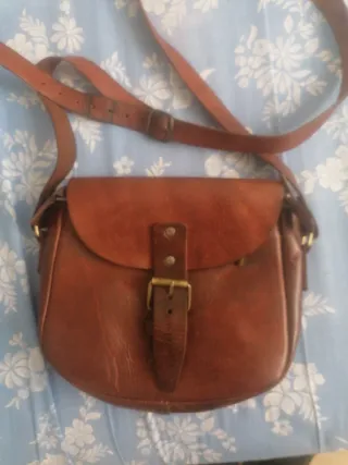 Bolso Morral Cuero Auténtico Marrón. Hombre/mujer