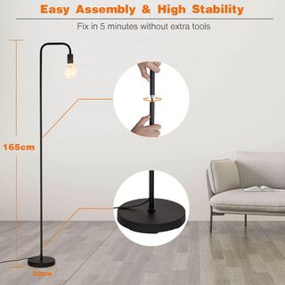 BBHome Lámpara de pie retro curvada minimalista de