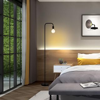 BBHome Lámpara de pie retro curvada minimalista de