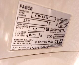 Termo Eléctrico Fagor CB-15 N 15L