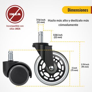 HOLKIE Ruedas Silla Oficina Set de 5 Ruedas para M