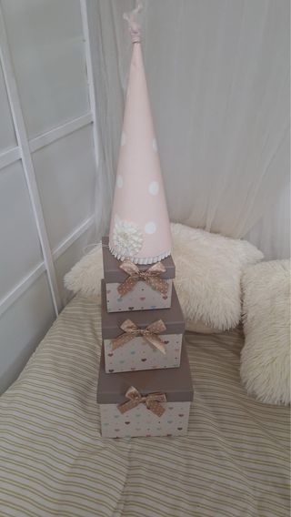 Conjunto 3 Cajas y Gorro Cumpleaños rosa