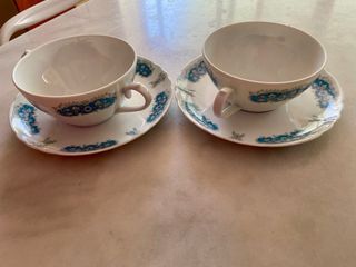 Juego Consomé Porcelana Azul y Blanco