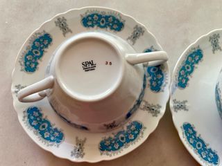 Juego Consomé Porcelana Azul y Blanco