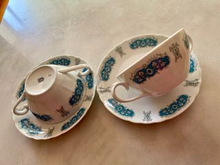 Juego Consomé Porcelana Azul y Blanco