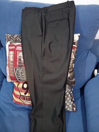 Traje Enzo Romano Negro Rayas Talla XL