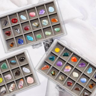 Vitrina de roca, 3 cajones, caja de colección de r