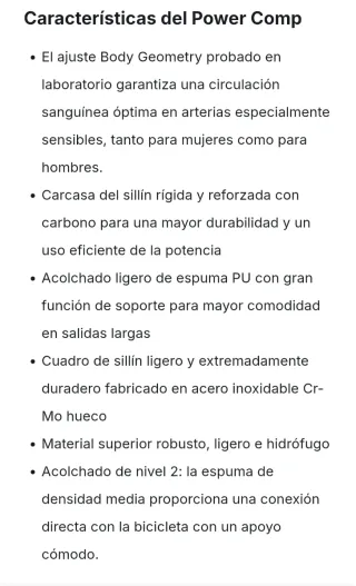 Sillín Specialized Power Comp Negro