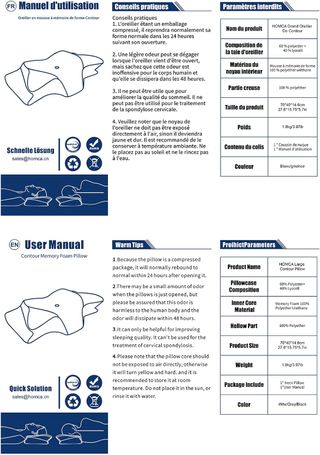 HOMCA Almohada Cervical de Espuma Viscoelastica, A
