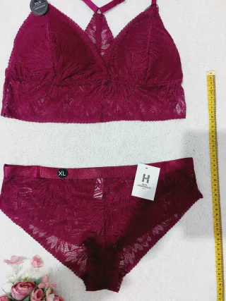 Set Lencería Encaje Burdeos XL