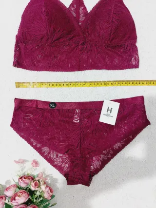 Set Lencería Encaje Burdeos XL