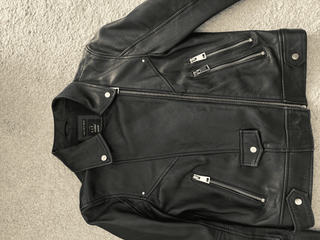 Chaqueta de cuero estilo motero, negra, Zara, tall