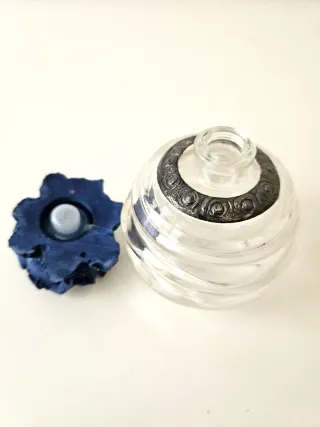 Profumiera rosa blu vetro trasparente altezza 9 cm