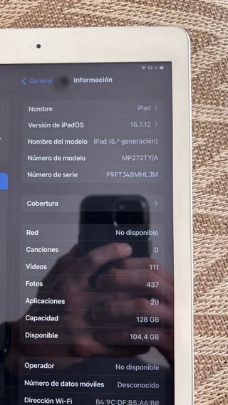 iPad 5ª Gen 128GB Gris y Blanco perfecto estado!