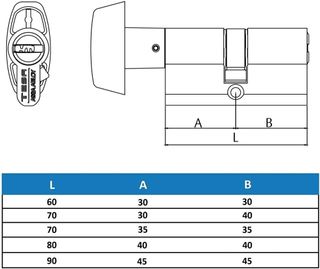 Tesa Assa Abloy, T85B3535N, Cilindro de Seguridad,