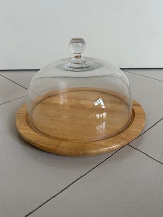 Formaggiera mai usata in legno e vetro 25 cm