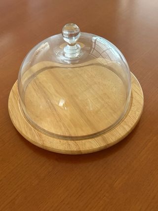 Formaggiera mai usata in legno e vetro 25 cm