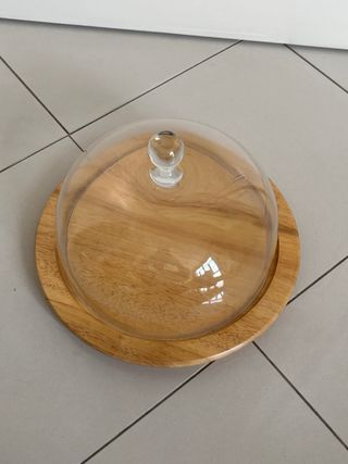 Formaggiera mai usata in legno e vetro 25 cm