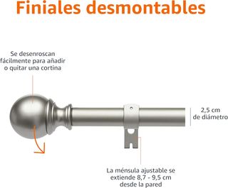 Amazon Basics Barra de Cortina Extensible con rema