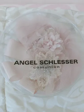 Tocado Comunión Angel Schlesser Rosa y Beige