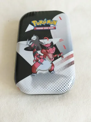 Mini lata Pokémon con carta de información