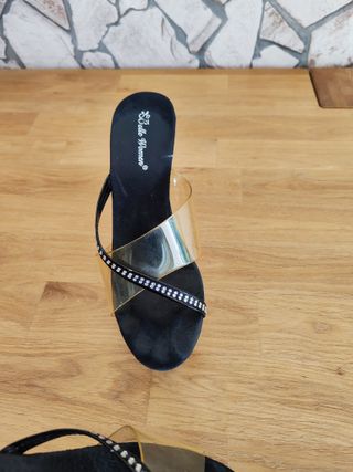 Sandalias tacón transparentes negras 37