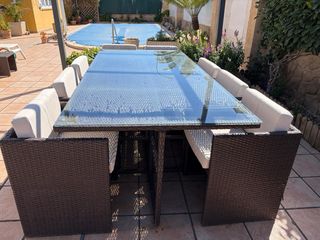 Conjunto Mesa Exterior 8 Sillas Jardín