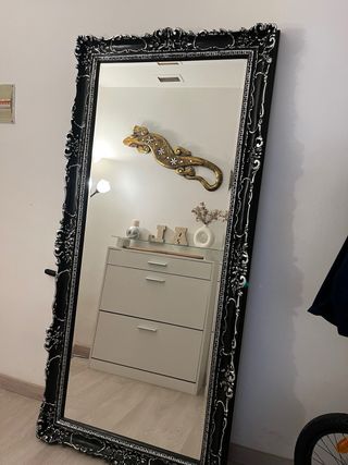 Espejo Grande Vintage Negro y plata
