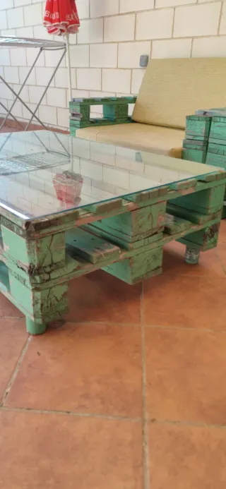 Conjunto terraza sofás y mesa